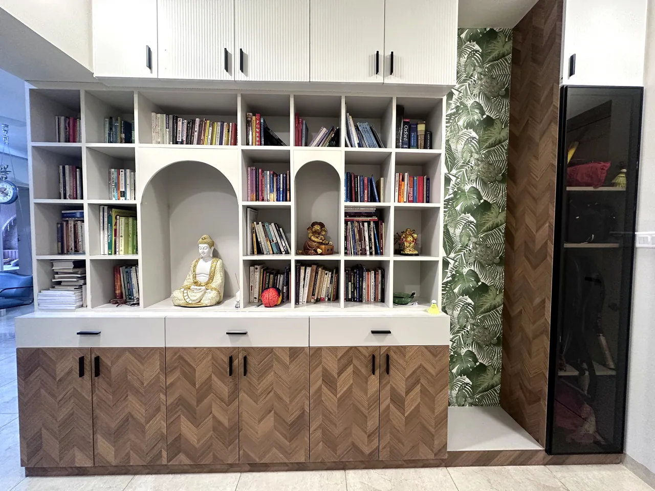 Display shelving integrated into the home interior