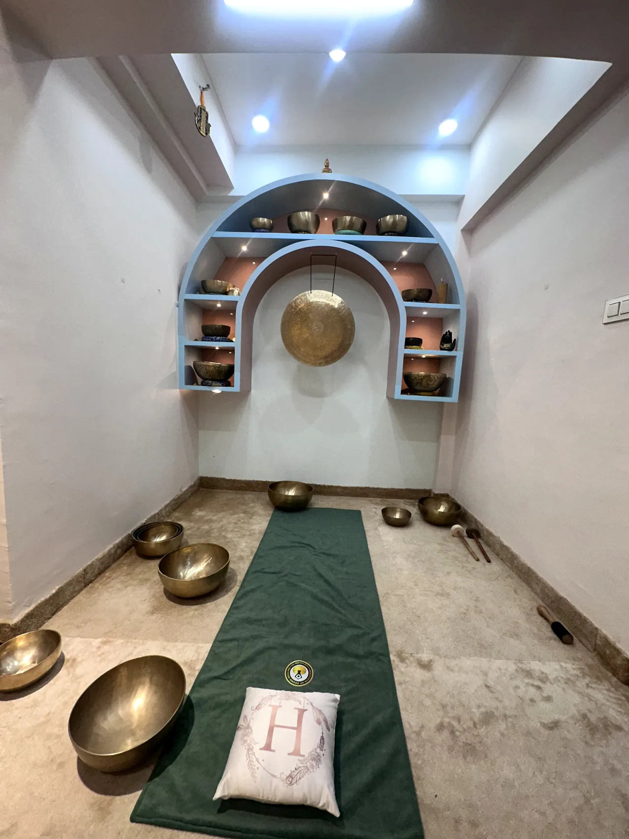 Close view of the puja alcove detailing
